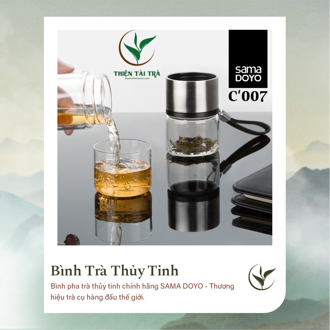 Bình Pha Trà Cá Nhân SAMADOYO-Thép Bạc C-007 (238ml)