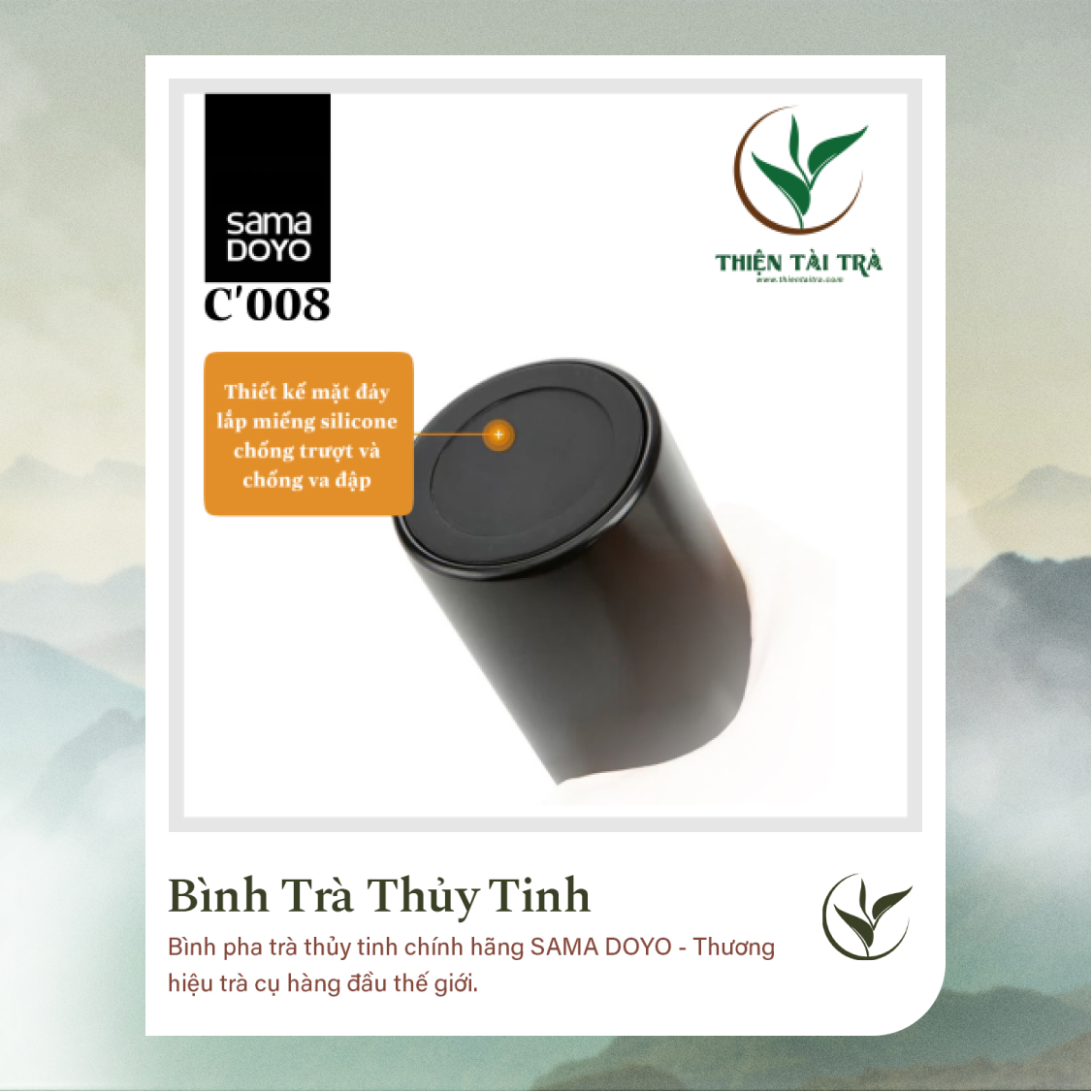 Bình Pha Trà Cá Nhân SAMADOYO-Vỏ Thép Không Gỉ C-008 (300ml)
