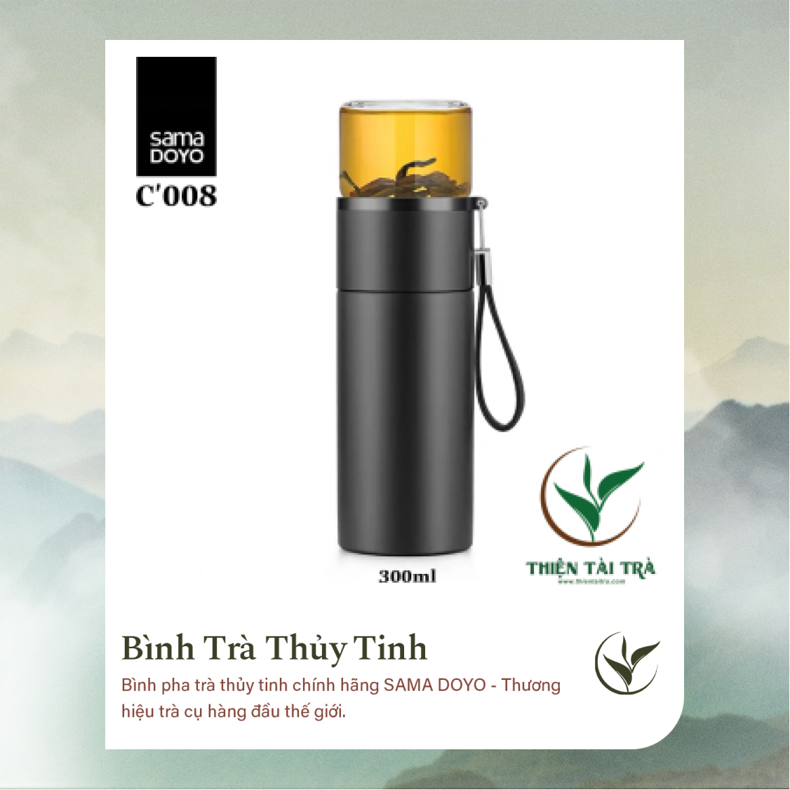 Bình Pha Trà Cá Nhân SAMADOYO-Vỏ Thép Không Gỉ C-008 (300ml)
