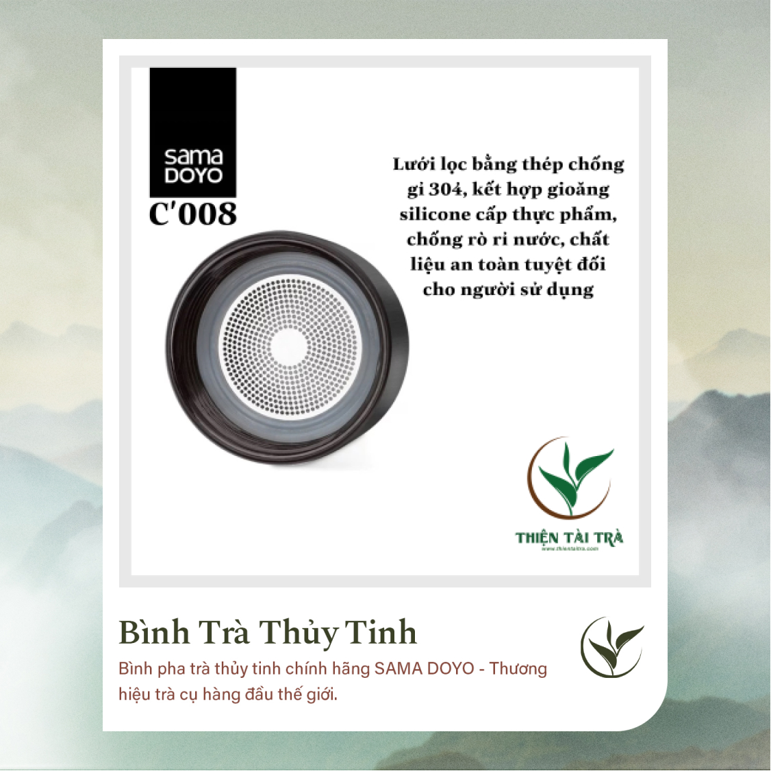 Bình Pha Trà Cá Nhân SAMADOYO-Vỏ Thép Không Gỉ C-008 (300ml)