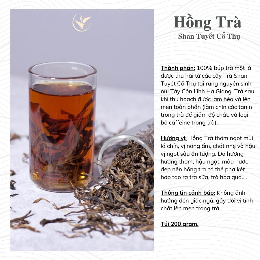 Hồng Trà Shan Tuyết Cổ Thụ 1 tôm 2 lá - Túi 200gram (Nguyên liệu pha chế)