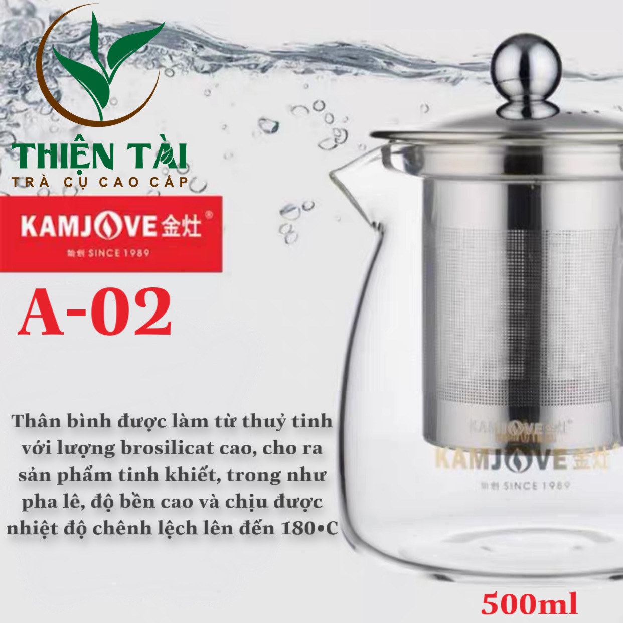 Ấm Pha Trà Thủy Tinh Kamjove A-02 (500ml)