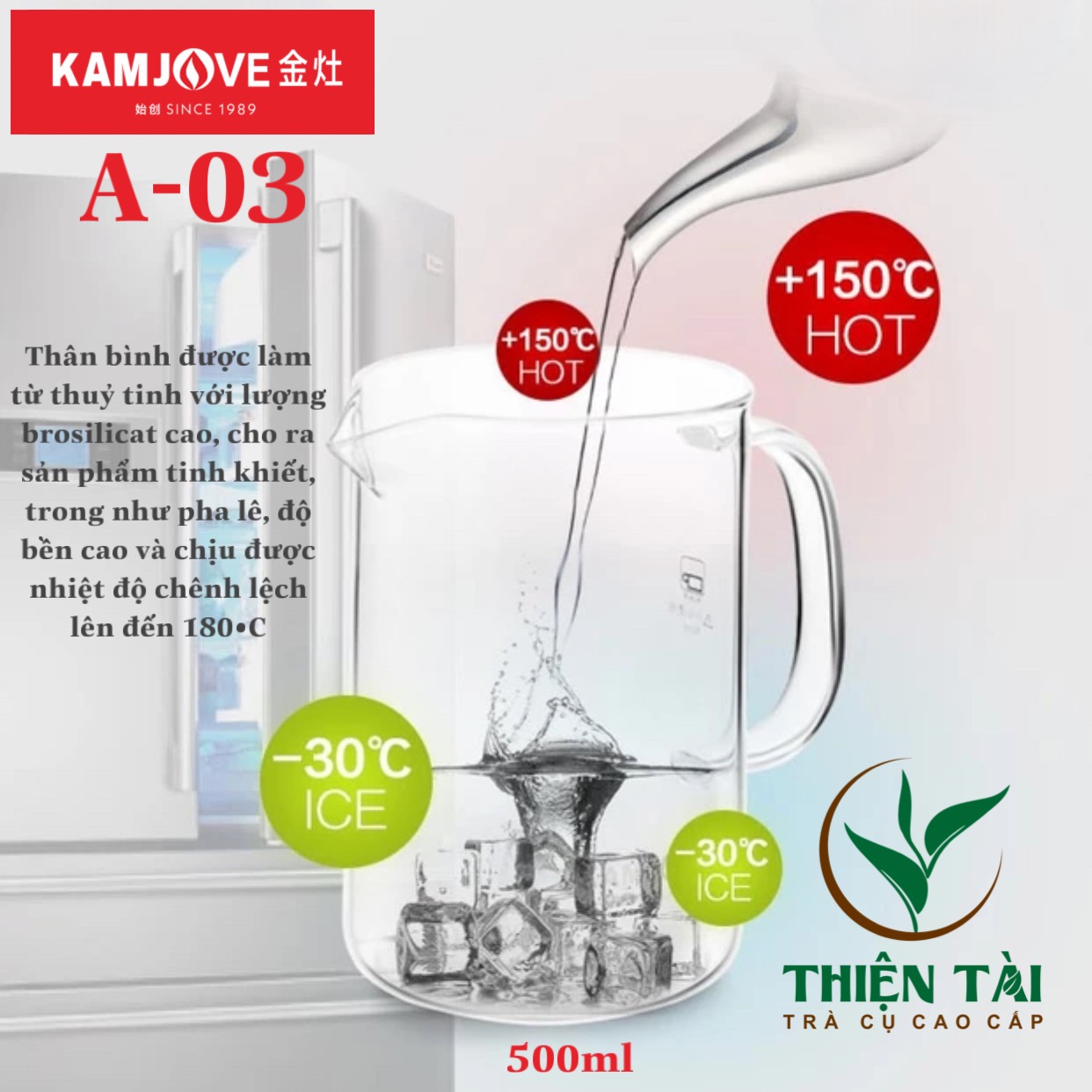 Ấm Pha Trà Thủy Tinh Kamjove A-03 (500ml)