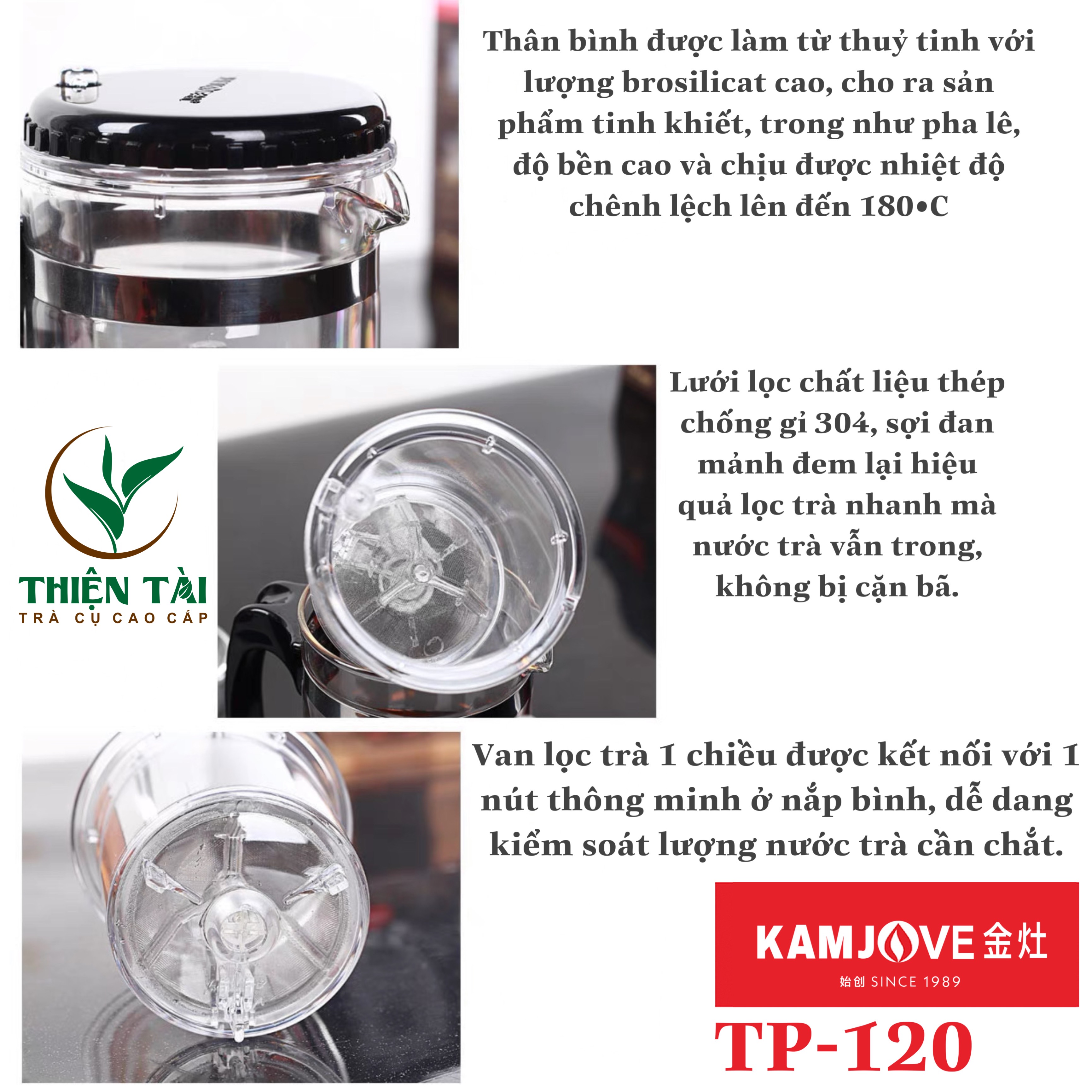 Bình Pha Trà Thông Minh Kamjove TP-120 (200ml)