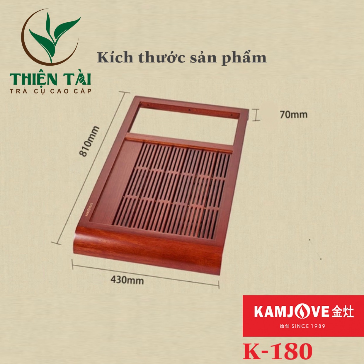 Bộ Bàn Trà Ấm Điện Chính Hãng Kamjove K-180 (Gỗ Cẩm Lai)