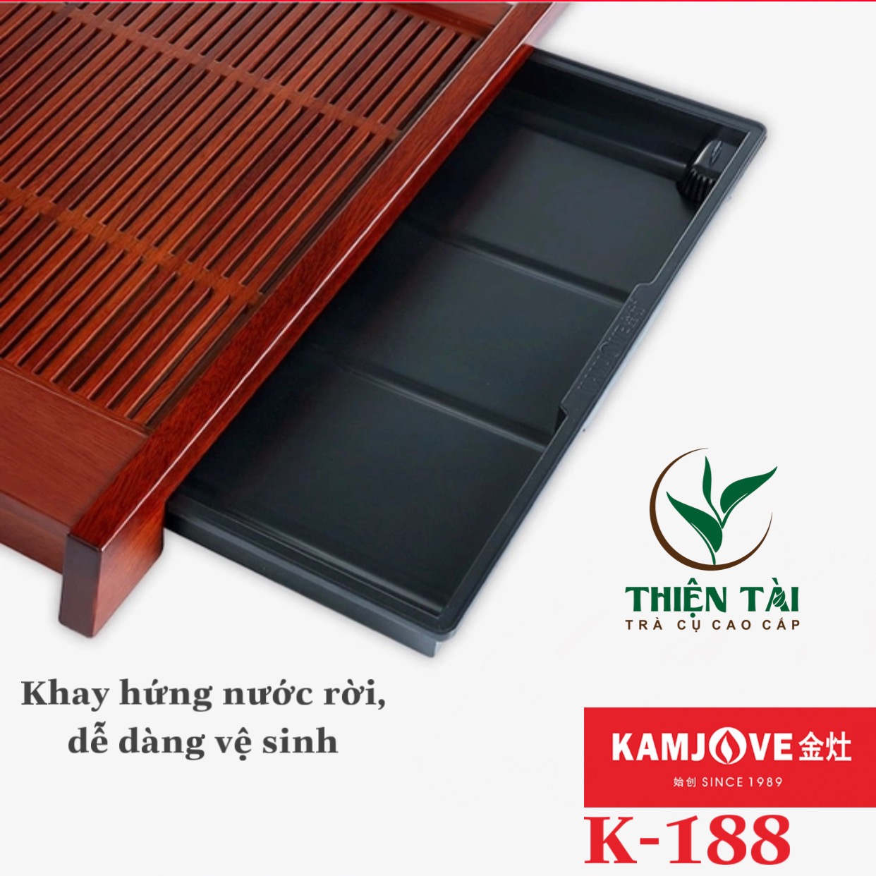 Bộ Bàn Trà Ấm Điện Chính Hãng Kamjove K-188 ( Gỗ Cẩm Lai)