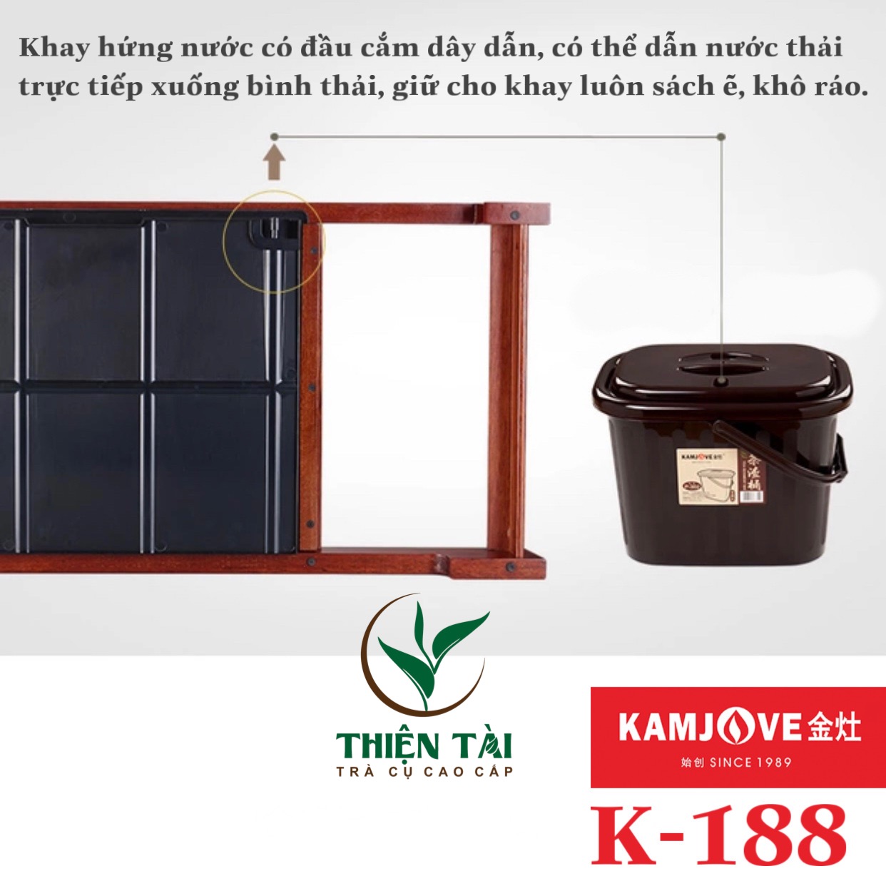 Bộ Bàn Trà Ấm Điện Chính Hãng Kamjove K-188 ( Gỗ Cẩm Lai)