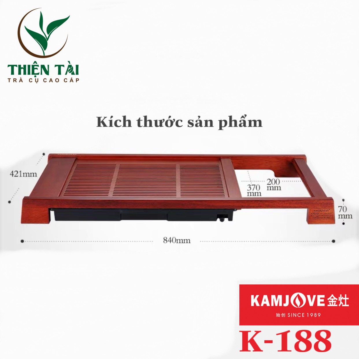 Bộ Bàn Trà Ấm Điện Chính Hãng Kamjove K-188 ( Gỗ Cẩm Lai)