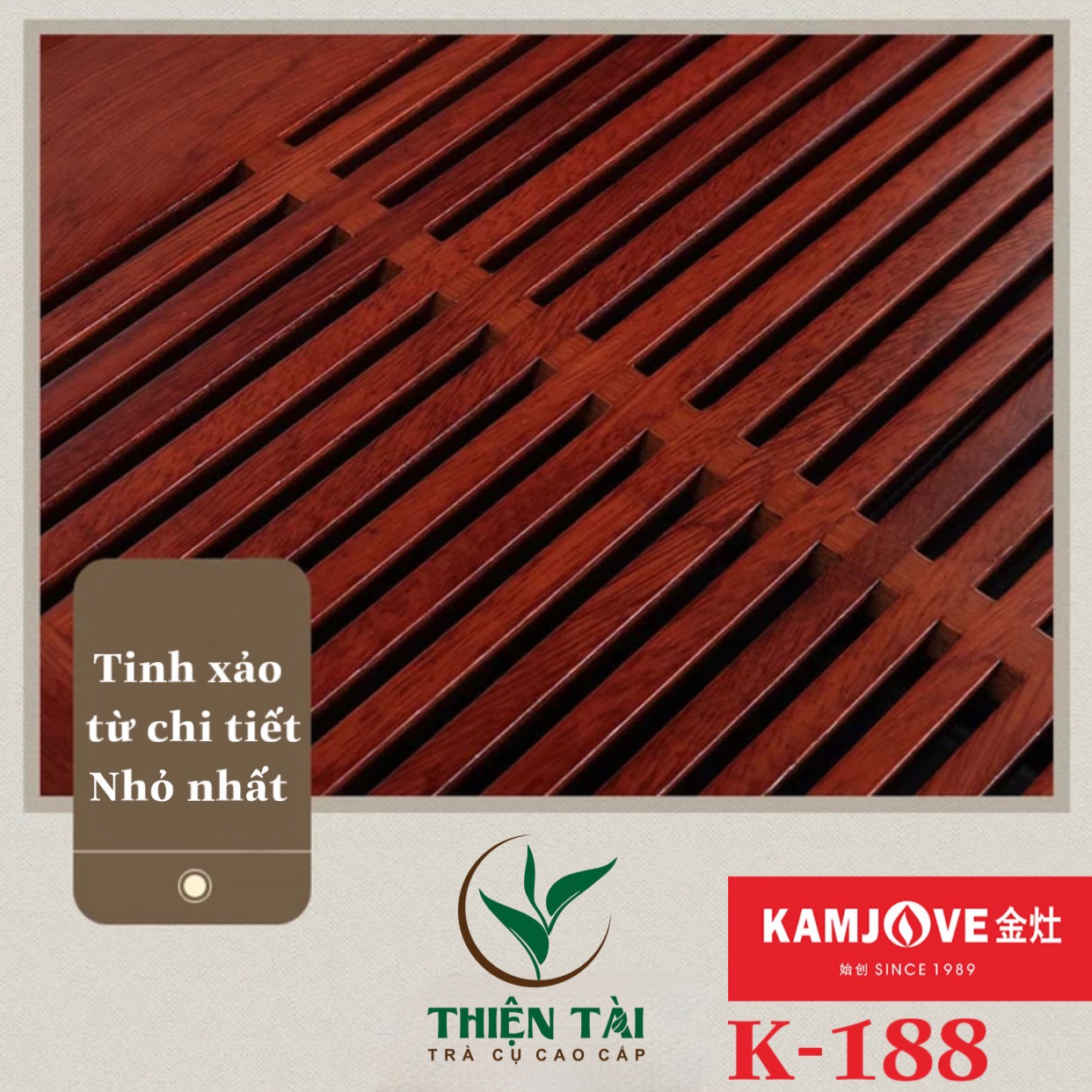 Bộ Bàn Trà Ấm Điện Chính Hãng Kamjove K-188 ( Gỗ Cẩm Lai)