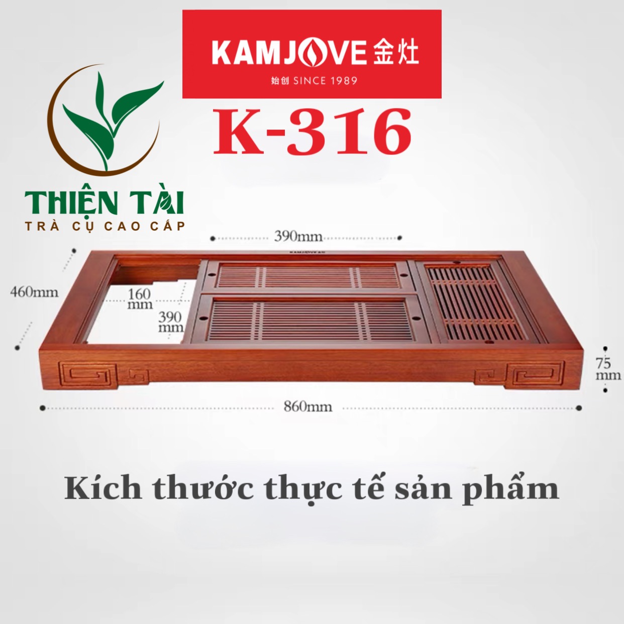 Khay Trà Gỗ Kamjove K-316 ( Gỗ Cẩm Lai)