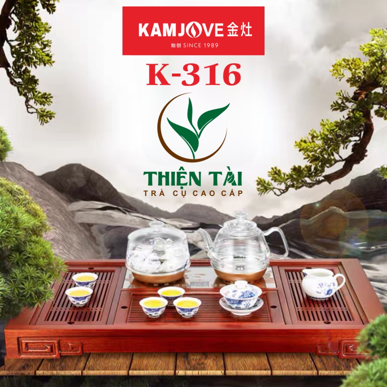 Khay Trà Gỗ Kamjove K-316 ( Gỗ Cẩm Lai)