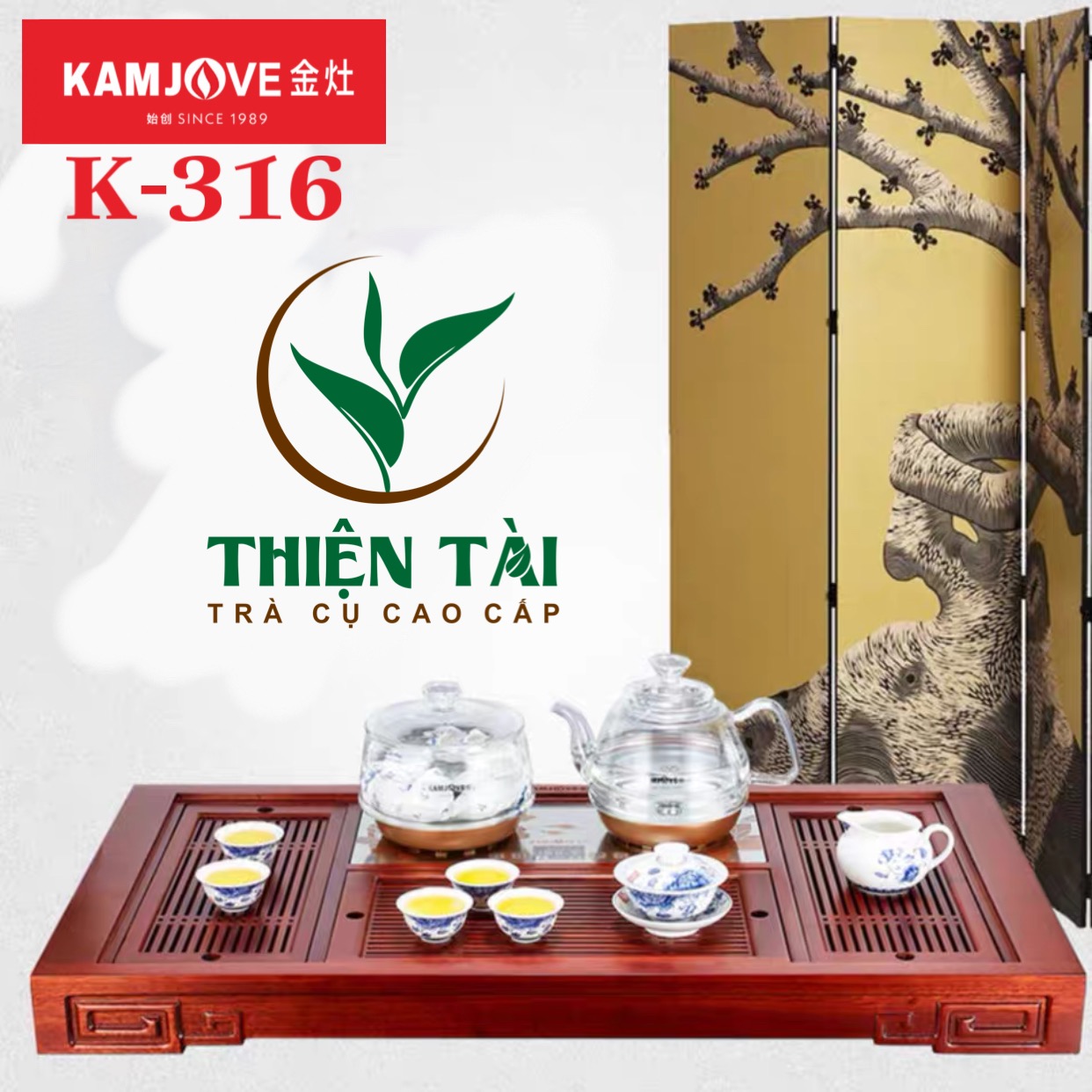 Khay Trà Gỗ Kamjove K-316 ( Gỗ Cẩm Lai)