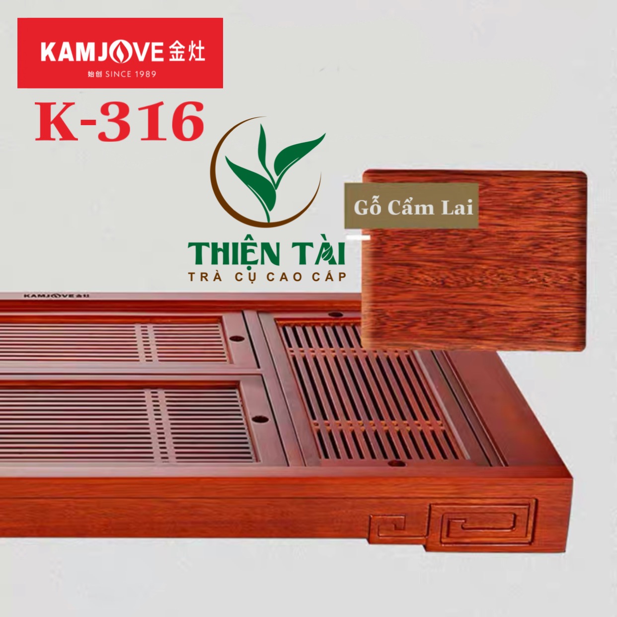 Khay Trà Gỗ Kamjove K-316 ( Gỗ Cẩm Lai)