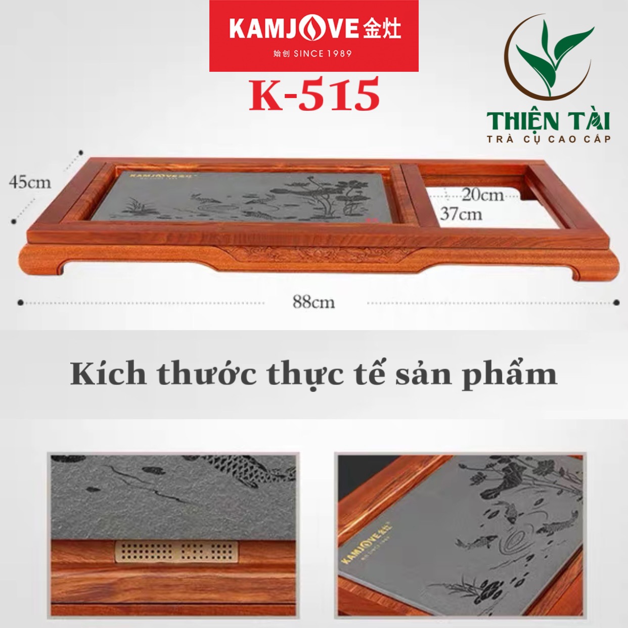 Bộ Bàn Trà Ấm Điện Chính Hãng Kamjove K-515 ( Gỗ Cẩm Lai)