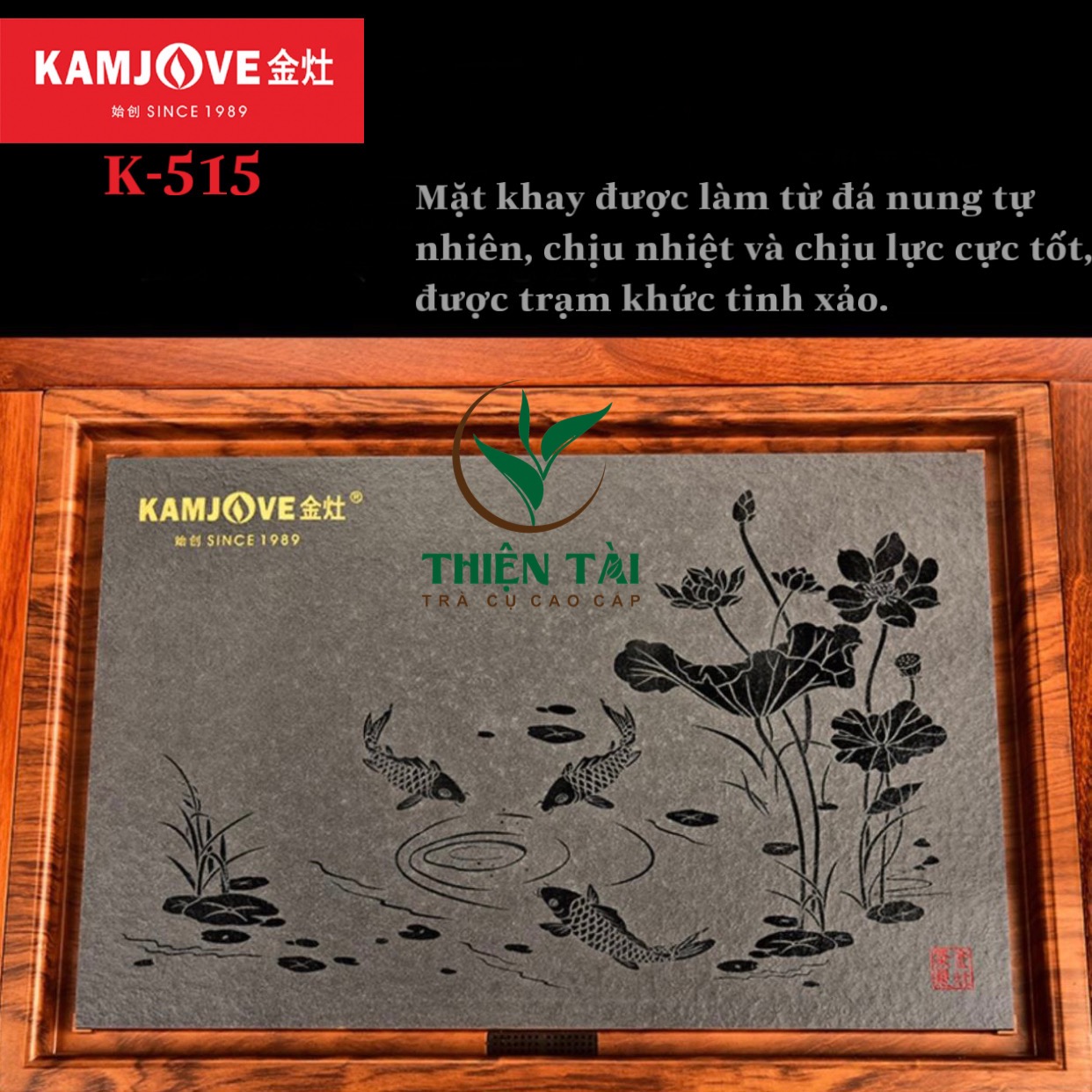 Bộ Bàn Trà Ấm Điện Chính Hãng Kamjove K-515 ( Gỗ Cẩm Lai)