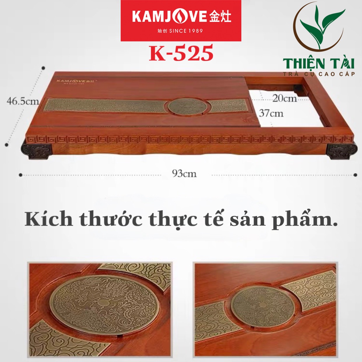 Bộ Bàn Trà Ấm Điện Chính Hãng Kamjove K-525 (Gỗ Cẩm Lai)