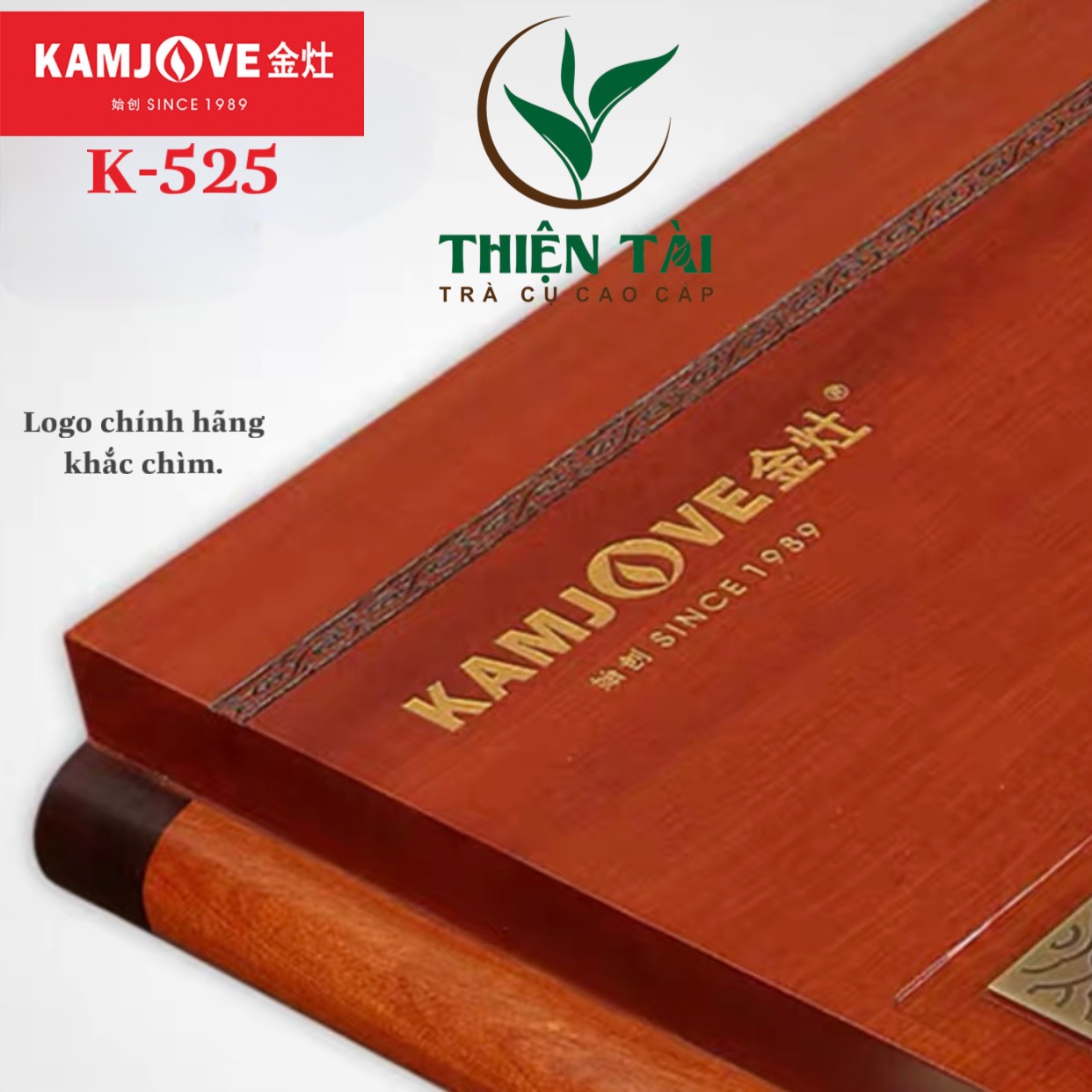 Bộ Bàn Trà Ấm Điện Chính Hãng Kamjove K-525 (Gỗ Cẩm Lai)