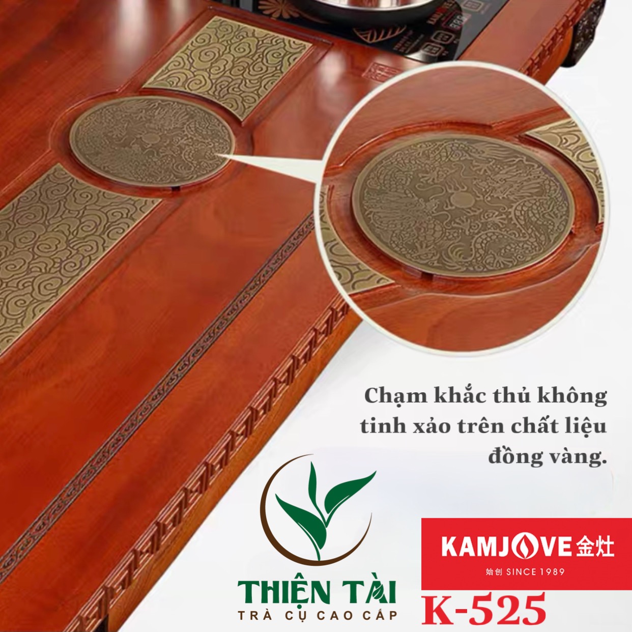 Bộ Bàn Trà Ấm Điện Chính Hãng Kamjove K-525 (Gỗ Cẩm Lai)