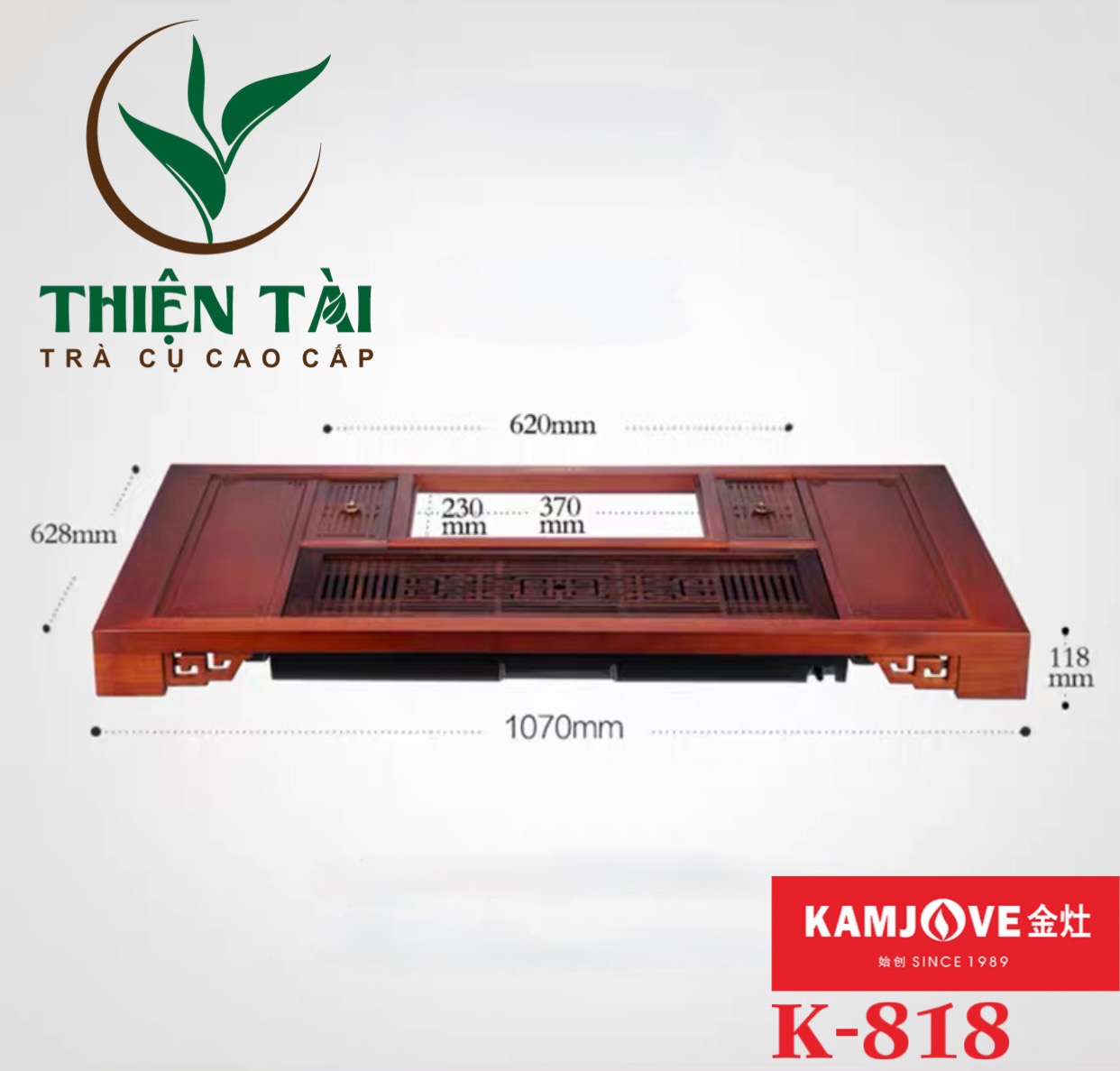 Bộ Bàn Trà Ấm Điện Chính Hãng Kamjove K-818 (Gỗ Cẩm Lai)