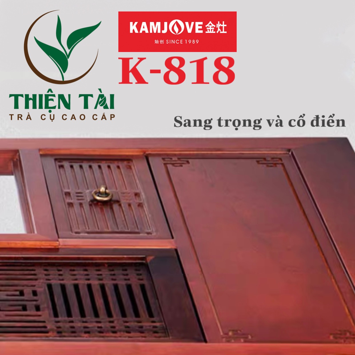 Bộ Bàn Trà Ấm Điện Chính Hãng Kamjove K-818 (Gỗ Cẩm Lai)
