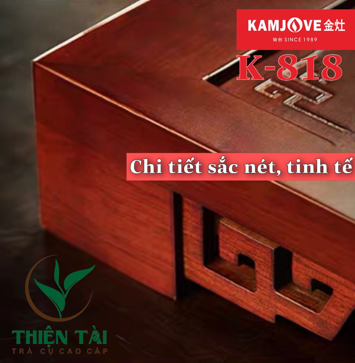 Bộ Bàn Trà Ấm Điện Chính Hãng Kamjove K-818 (Gỗ Cẩm Lai)