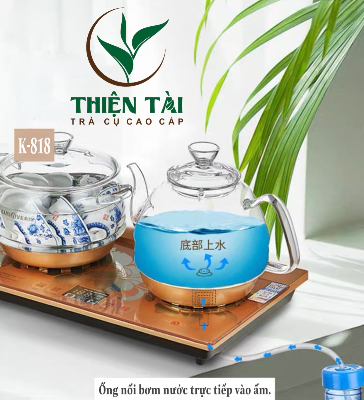 Bộ Bàn Trà Ấm Điện Chính Hãng Kamjove K-818 (Gỗ Cẩm Lai)
