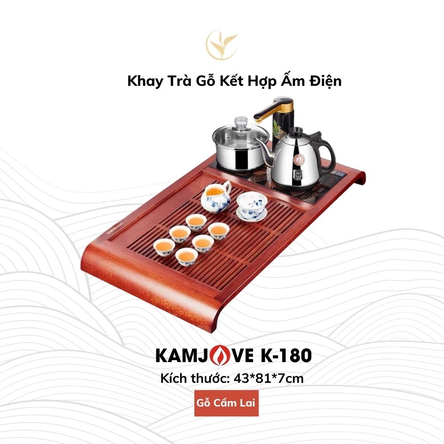 Bộ Bàn Trà Ấm Điện Chính Hãng Kamjove K-180 (Gỗ Cẩm Lai)