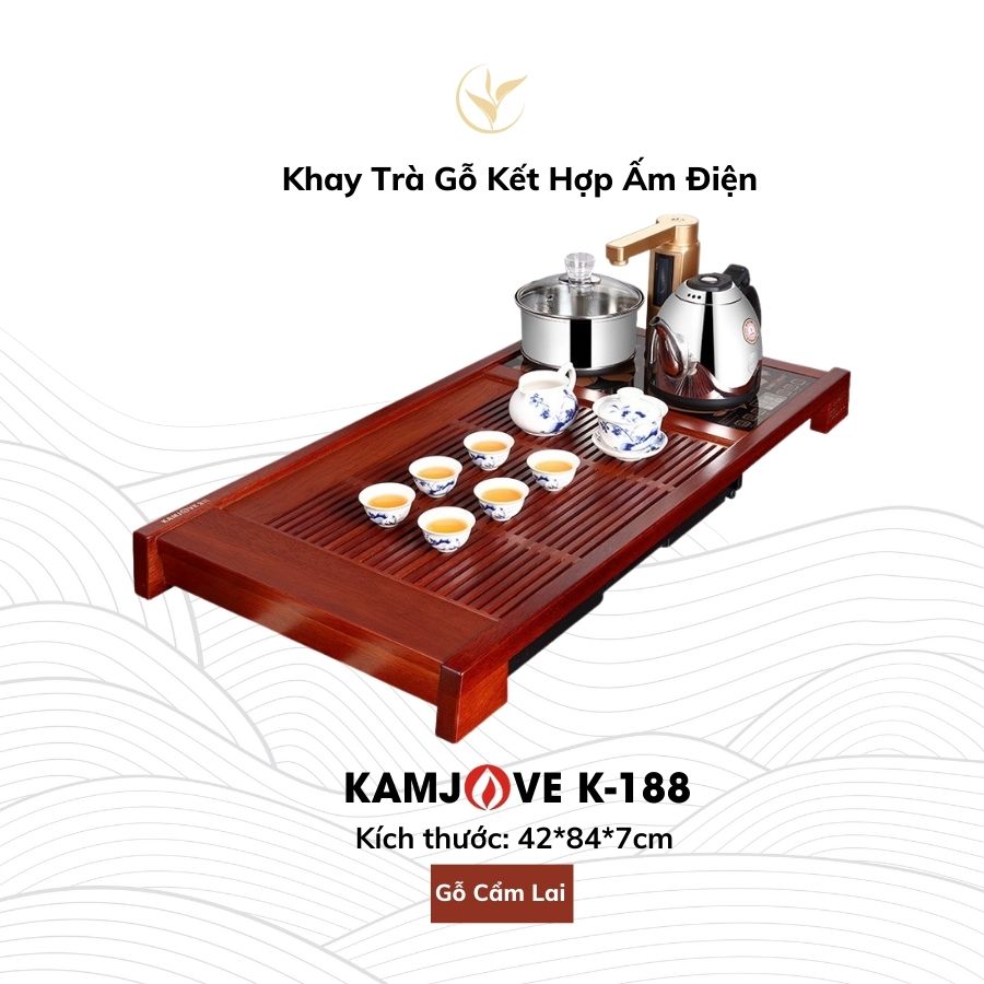 Bộ Bàn Trà Ấm Điện Chính Hãng Kamjove K-188 ( Gỗ Cẩm Lai)