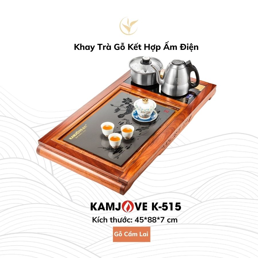 Bộ Bàn Trà Ấm Điện Chính Hãng Kamjove K-515 ( Gỗ Cẩm Lai)