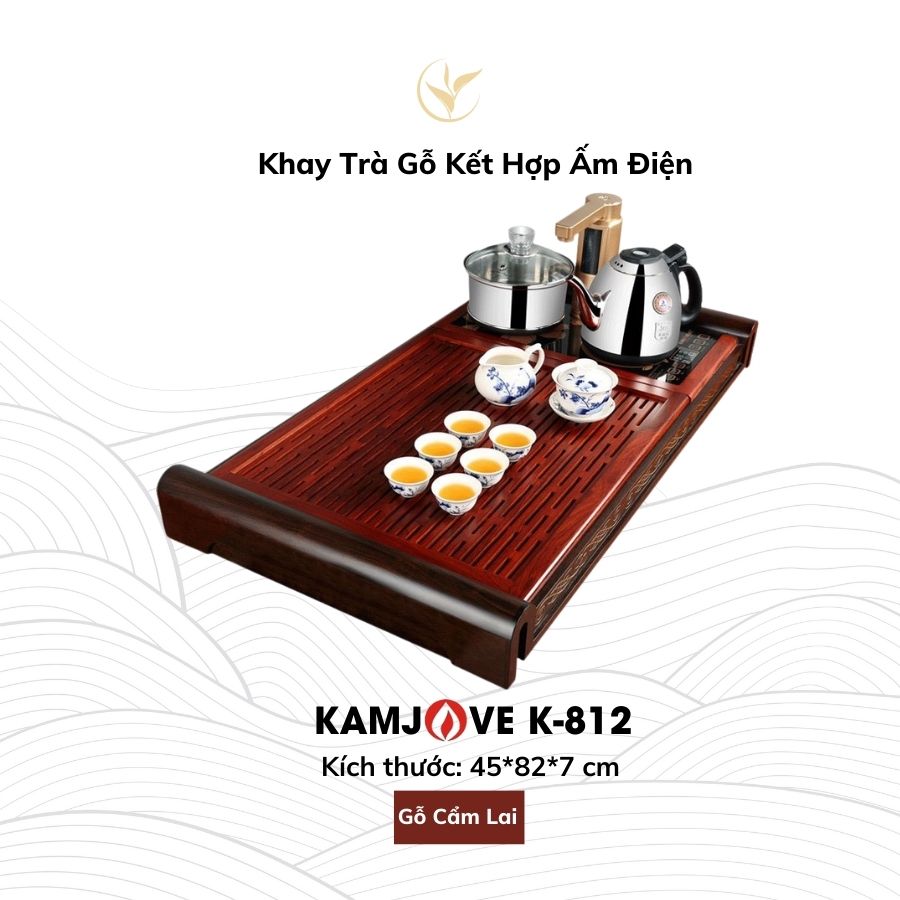 Bộ Bàn Trà Ấm Điện Chính Hãng Kamjove K-812 (Gỗ Cẩm Lai)