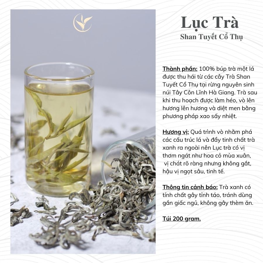 Lục Trà Shan Tuyết Cổ Thụ 1 tôm 1 lá - Hộp 200gram biếu tặng