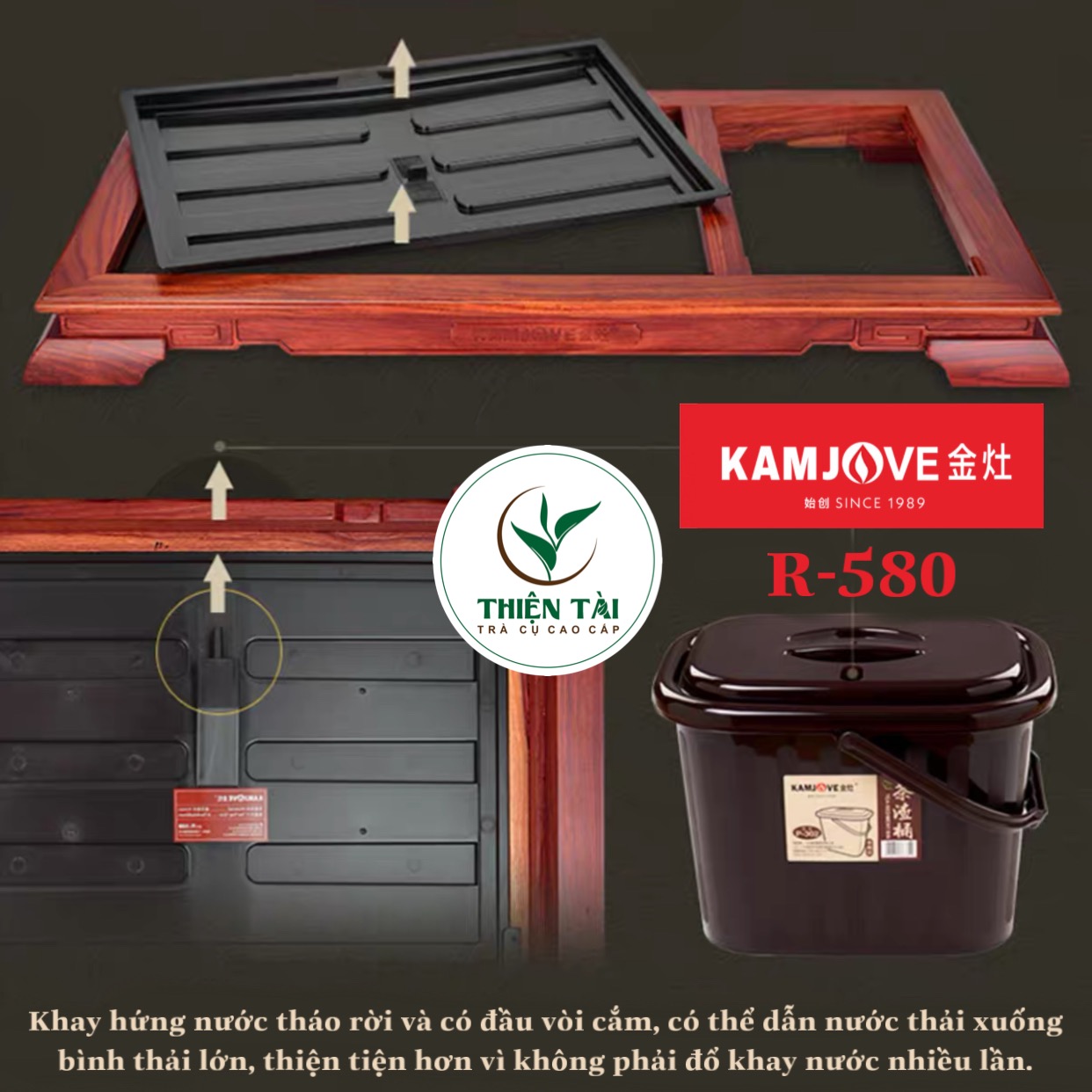 Khay Trà Gỗ Kamjove R-580 ( Gỗ Cẩm Lai)