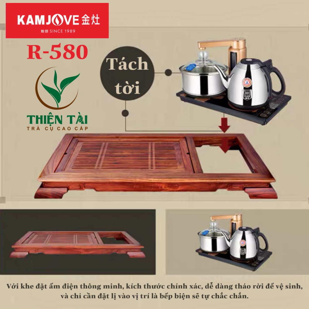 Khay Trà Gỗ Kamjove R-580 ( Gỗ Cẩm Lai)