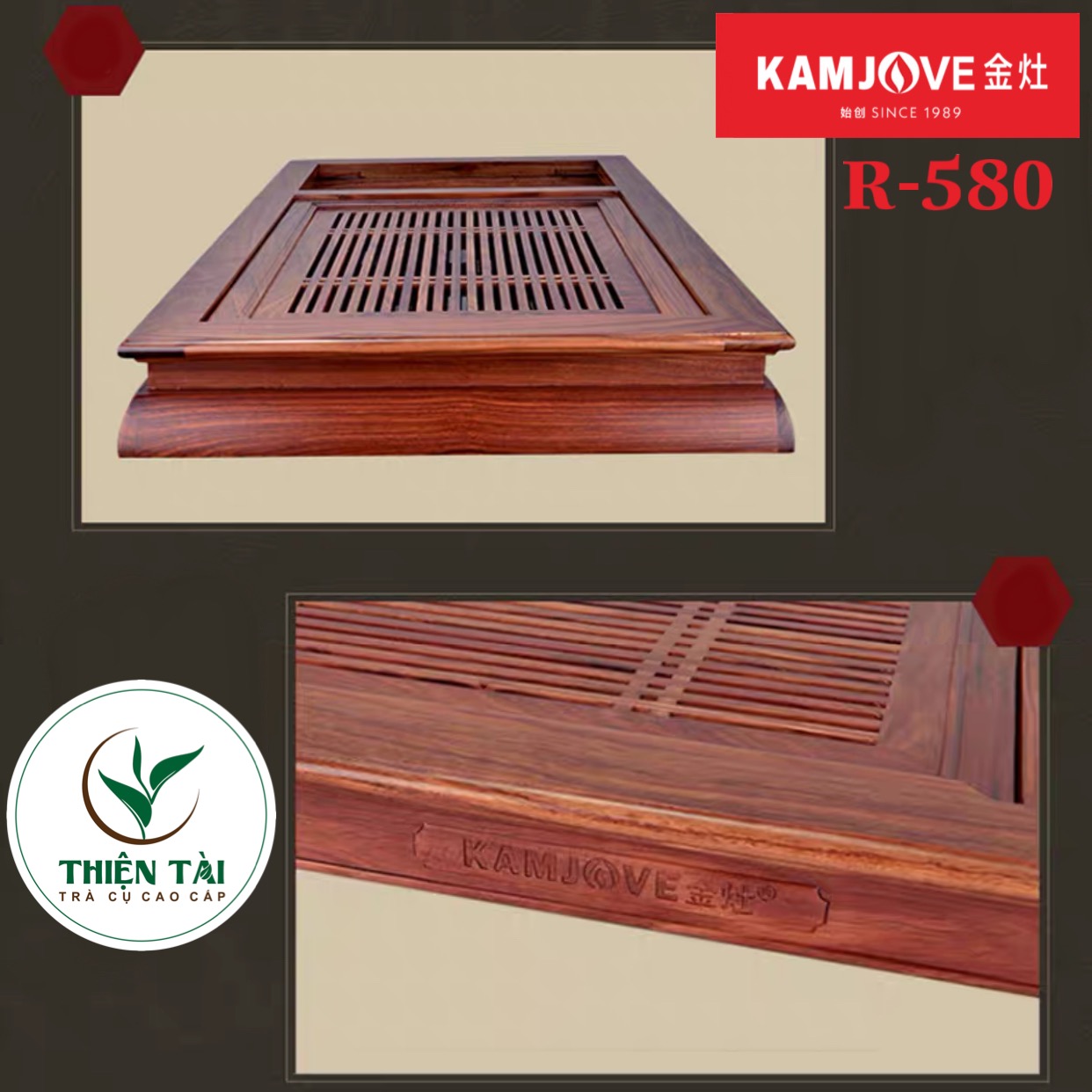 Khay Trà Gỗ Kamjove R-580 ( Gỗ Cẩm Lai)