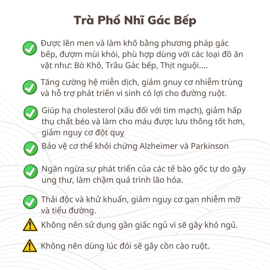 Trà Phổ Nhĩ Gác Bếp (Hoàng Trà Gác Bếp) Hảo Hạng Hộp 60g