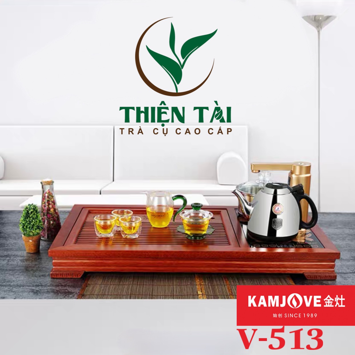 Bộ Bàn Trà Ấm Điện Chính Hãng Kamjove V-513