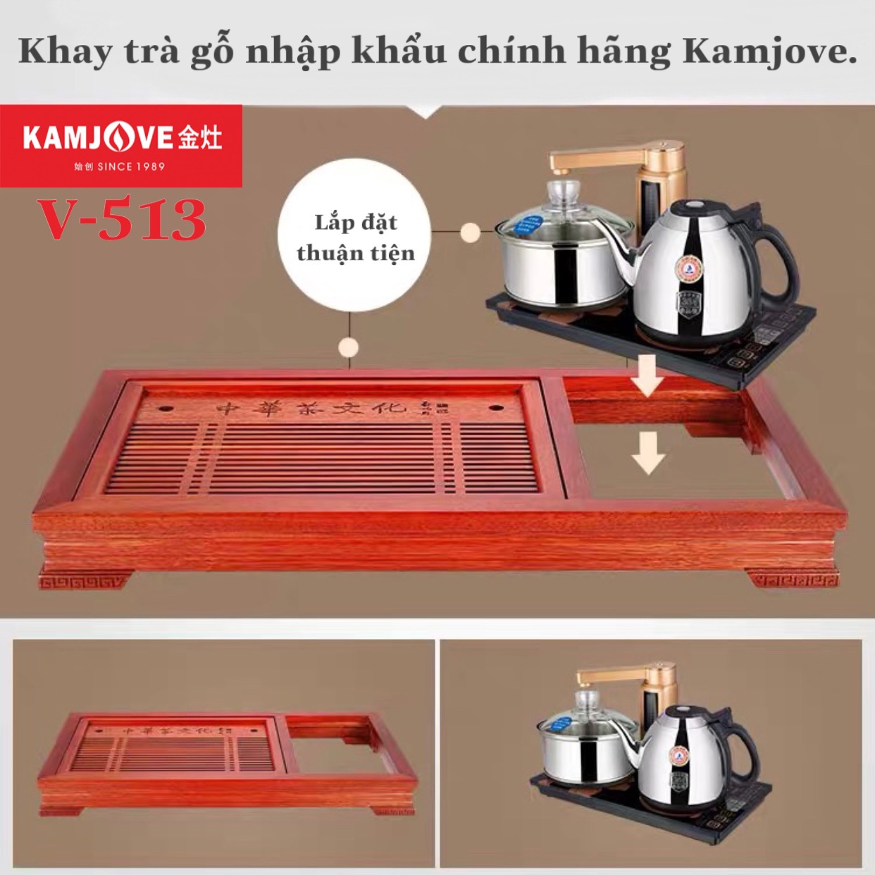 Khay Trà Gỗ Kamjove V-513 ( Gỗ Cẩm Lai)