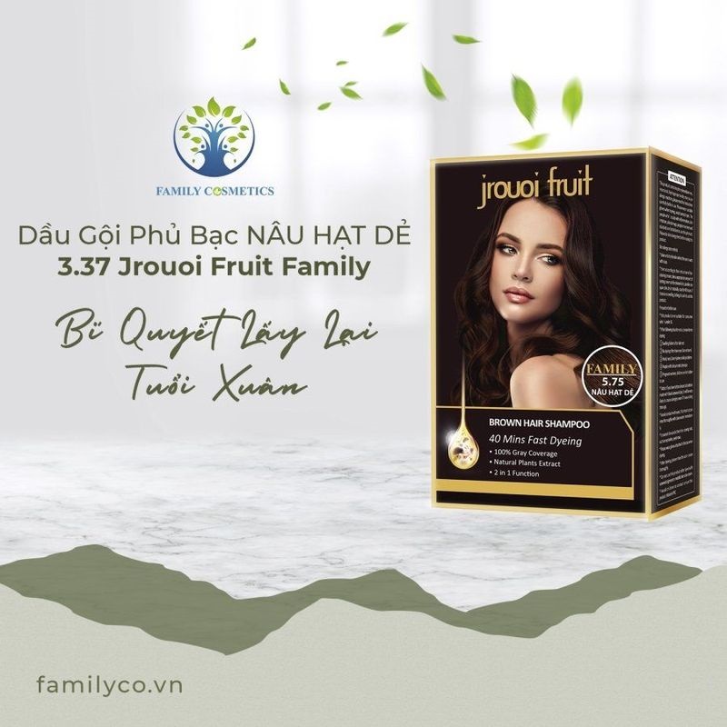 Sản phẩm dầu gội phủ bạc nâu hạt dẻ 3.37 Jrouoi Fruit - Family