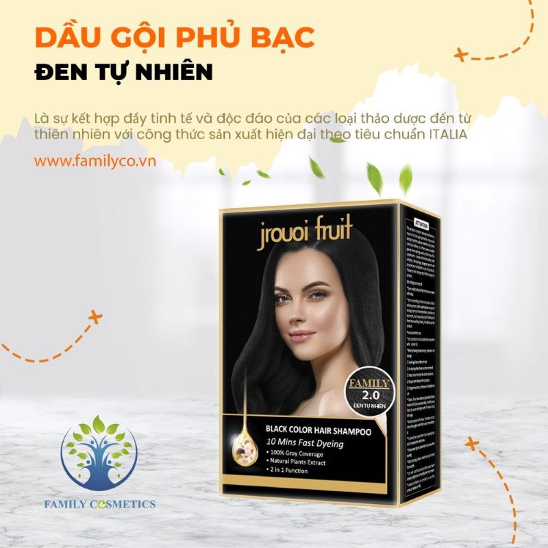 Dầu gội phủ bạc đen tự nhiên Family Jrouoi Fruit giải pháp chữa tóc bạc cho phái mạnh