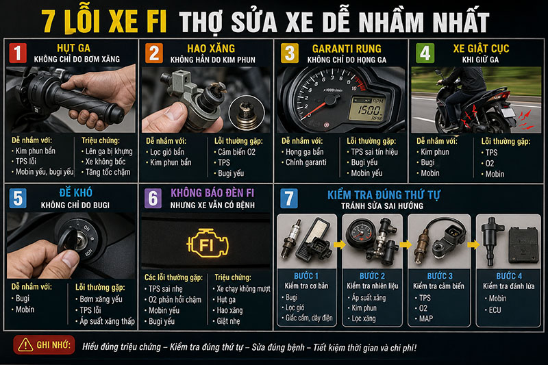 7 Lỗi trên xe Fi rất dễ bị chuẩn đoán sai sửa hoài không hết lỗi