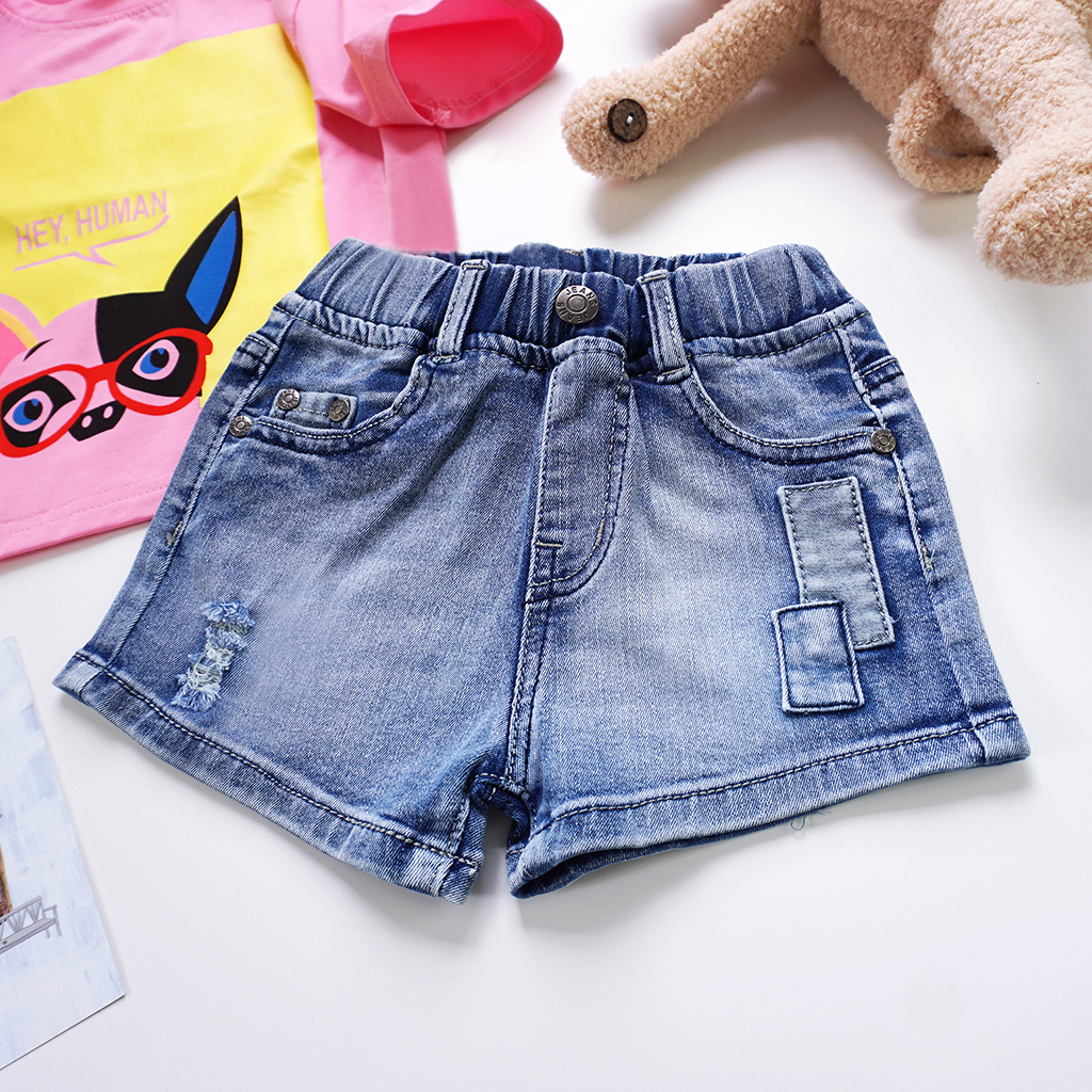 Bộ short jean BG hình chú chó BG008 - Hồng