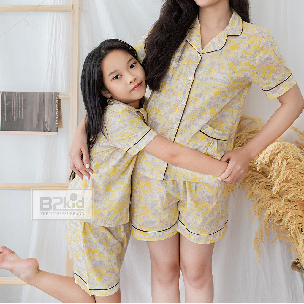 Pijama ngắn bé gái P-TN002 - Lâu đài vàng