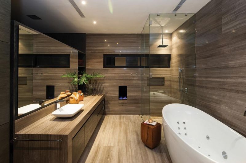 Gạch lát nền tối giản, giả gỗ