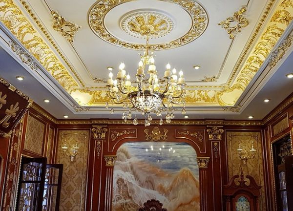 Mẫu trần nhà sơn nhũ vàng