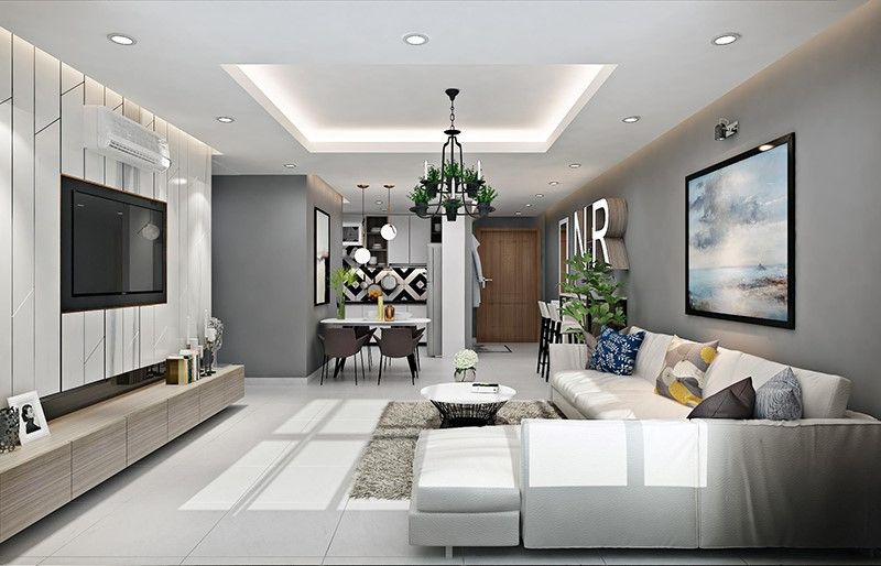 Trần thạch cao phòng khách đơn giản