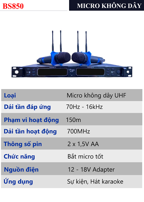 MICRO KHÔNG DÂY LX ACOUSTIC BS850