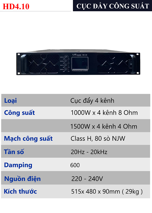 CỤC ĐẨY 4 KÊNH LX ACOUSTIC HD4.10