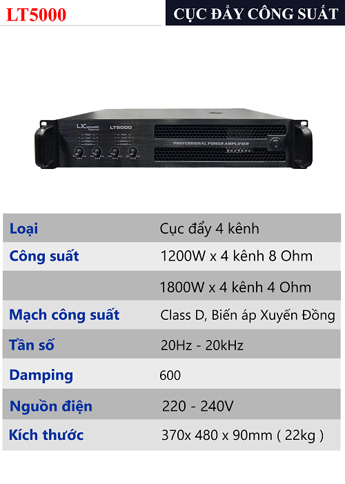 CỤC ĐẨY CÔNG SUẤT LX ACOUSTIC LT5000