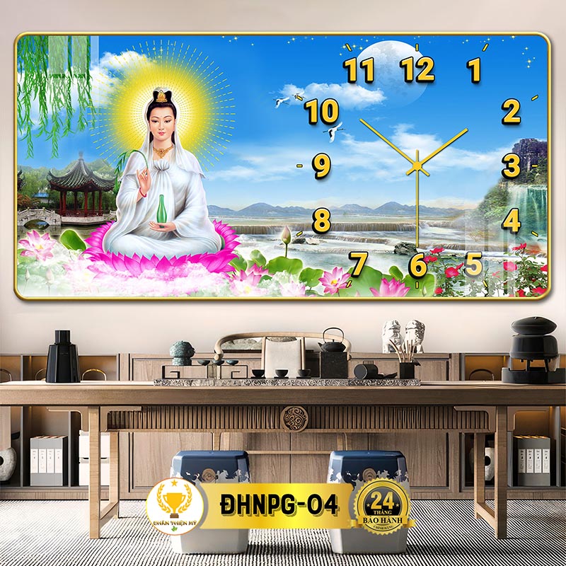 Đồng Hồ Treo Tường Kim Trôi Phật Giáo CHÂN THIỆN MỸ, Vừa Làm Quà Tặng Vừa Decor Trang Trí Phòng CĐHNPG-01