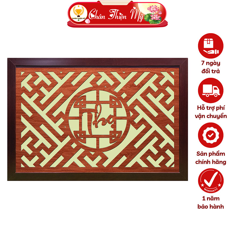 Tấm Chống Ám Khói Bàn Thờ Chữ Thọ Cắt CNC CHÂN THIỆN MỸ, Ốp Trần Nhà, Phụ Kiện Trang Trí Bàn Thờ Bằng Gỗ CNC-TCK-07